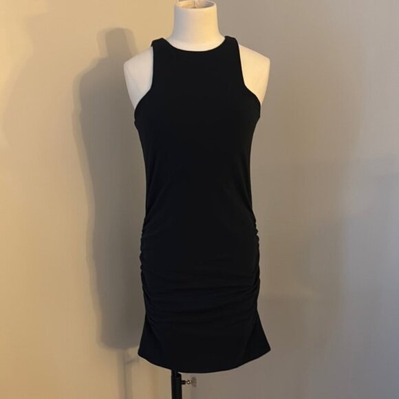 Victoria' Secret Black Sleeveless Bodycon Dress with Ruching at Sides Sz S - Picture 1 of 6